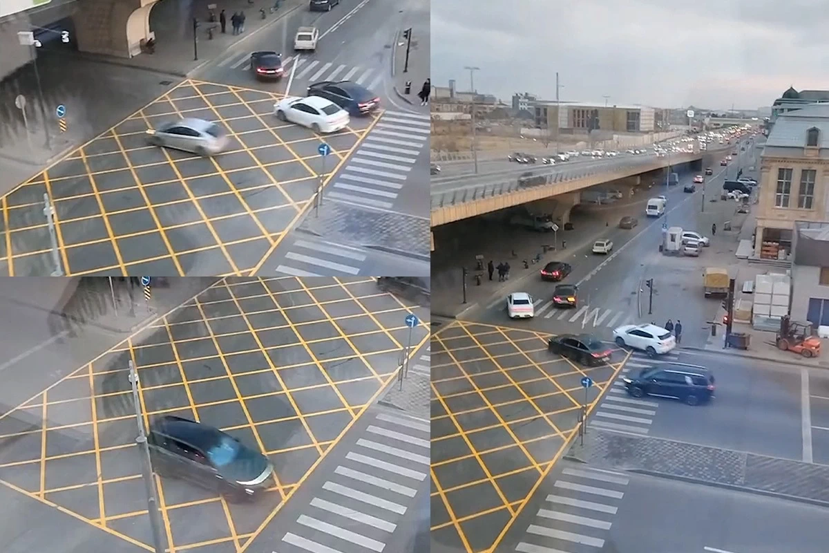 Вниманию водителей: в Баку на одном из самых загруженных перекрёстков нанесли "вафельницу"